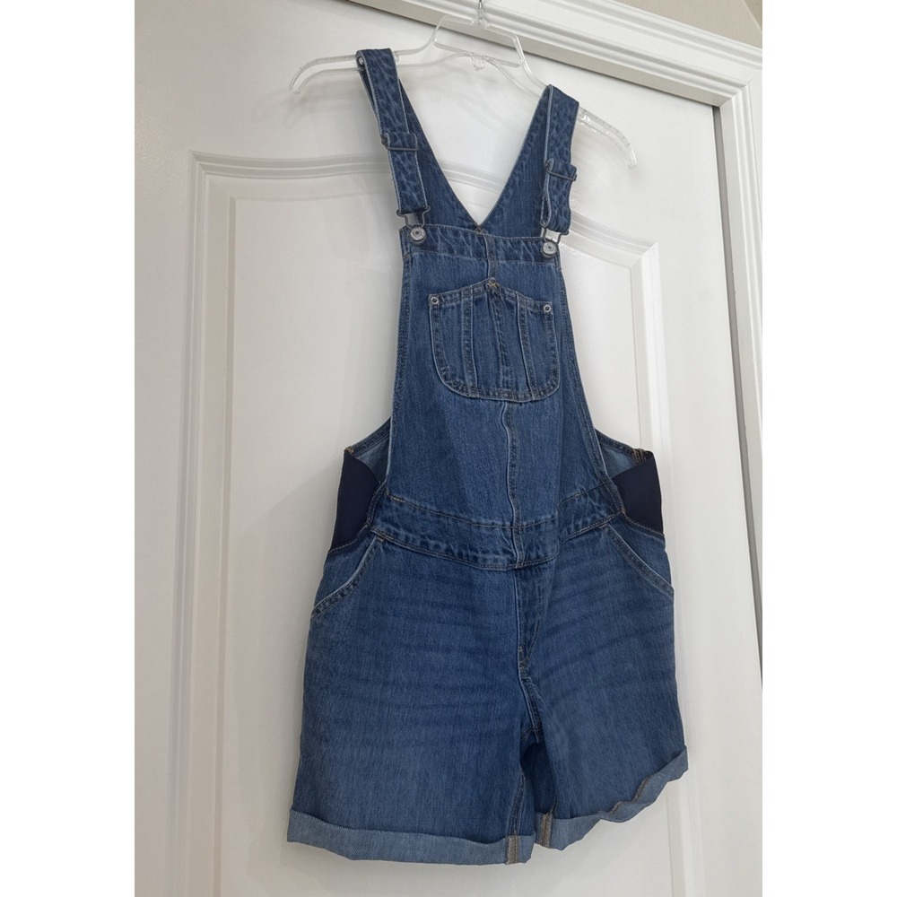Vtg Old Navy Overalls Womens Sz XS Maternity Shortalls Shorts Denim Beach Casual